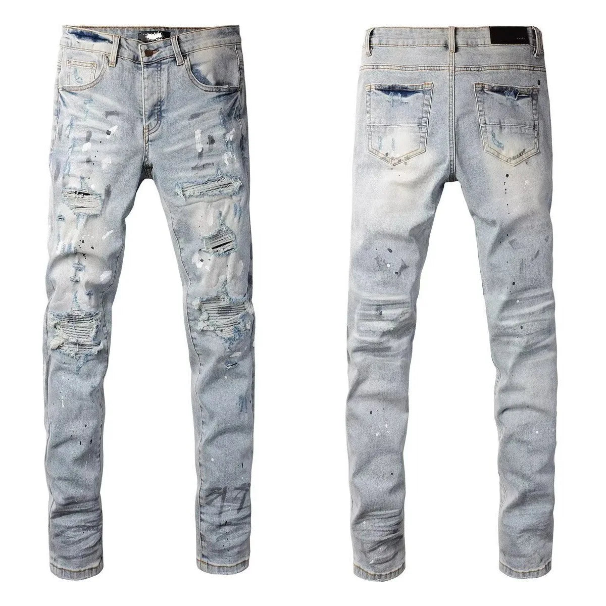 N30 Szín Férfi Szaggatott Farmer Nadrág Festékpöttyös Streetwear