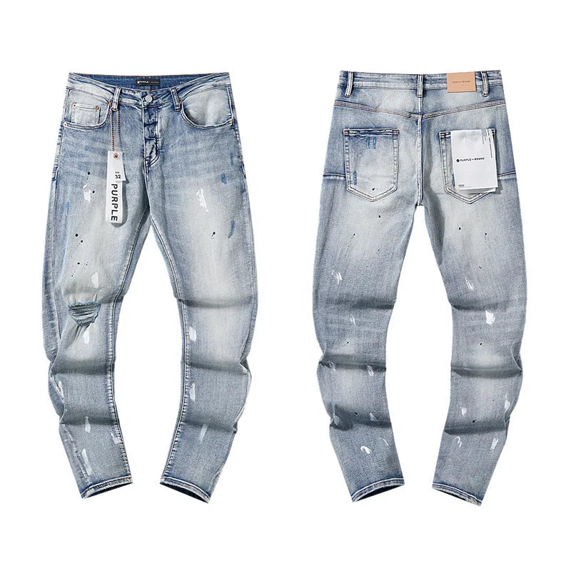 Q965 Szín Férfi Szaggatott Farmer Nadrág Festékpöttyös Streetwear