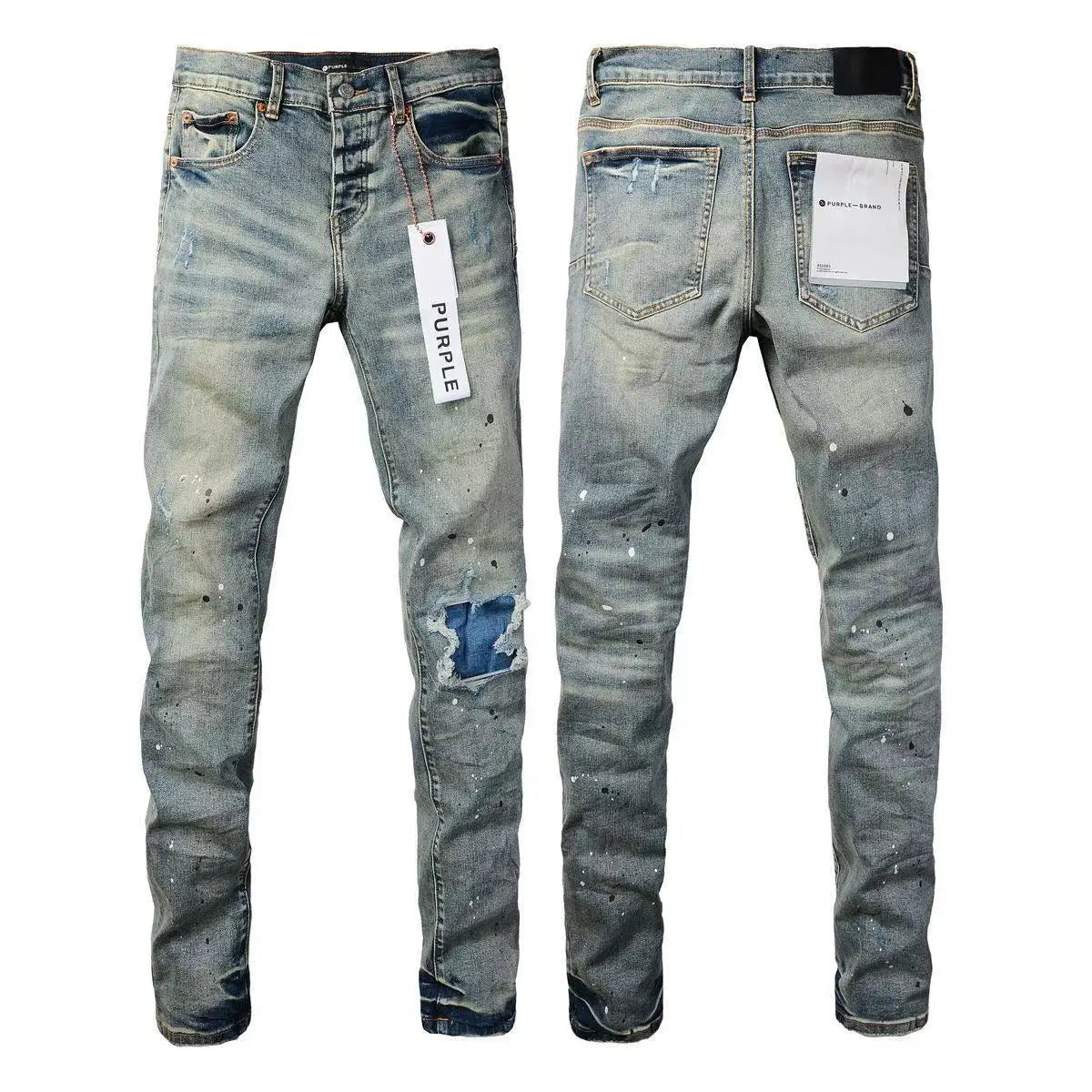 K22 Szín Férfi Szaggatott Farmer Nadrág Festékpöttyös Streetwear