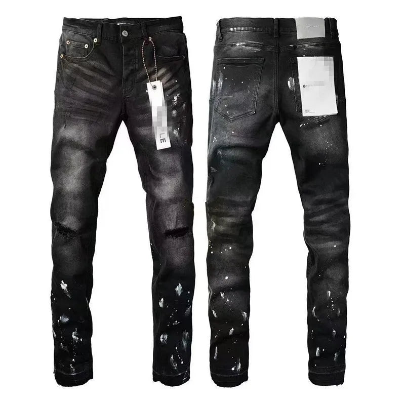 Q956 Szín Férfi Szaggatott Farmer Nadrág Festékpöttyös Streetwear