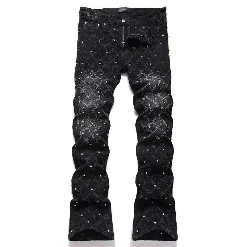 K101 Szín Férfi Szaggatott Farmer Nadrág Festékpöttyös Streetwear
