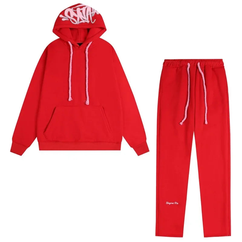 Férfi Kapucnis Fleece Melegítőszett Utcai Stílusban