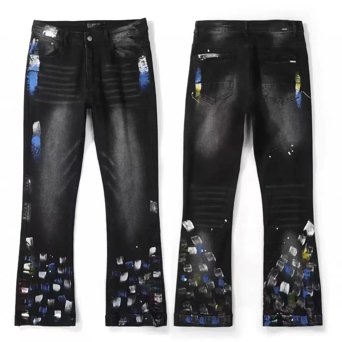 K07 Szín Férfi Szaggatott Farmer Nadrág Festékpöttyös Streetwear