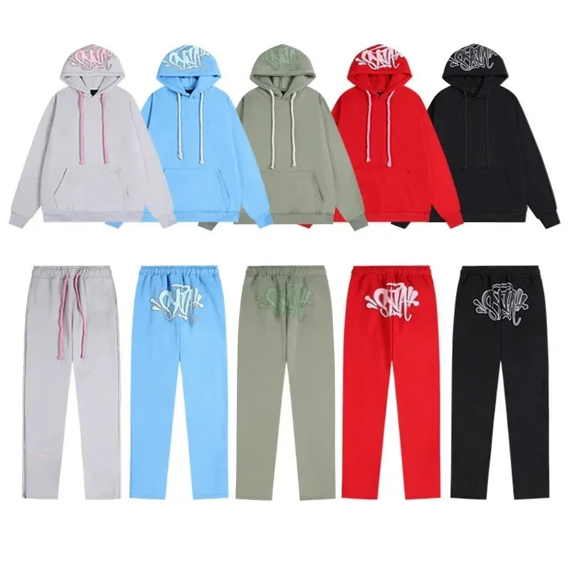Férfi Kapucnis Fleece Melegítőszett Utcai Stílusban